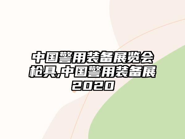 中國警用裝備展覽會(huì)槍具,中國警用裝備展2020