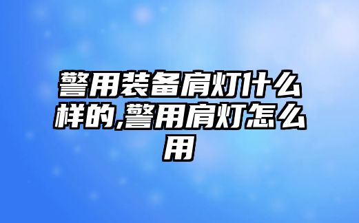 警用裝備肩燈什么樣的,警用肩燈怎么用