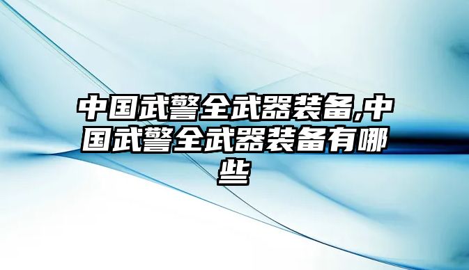 中國(guó)武警全武器裝備,中國(guó)武警全武器裝備有哪些