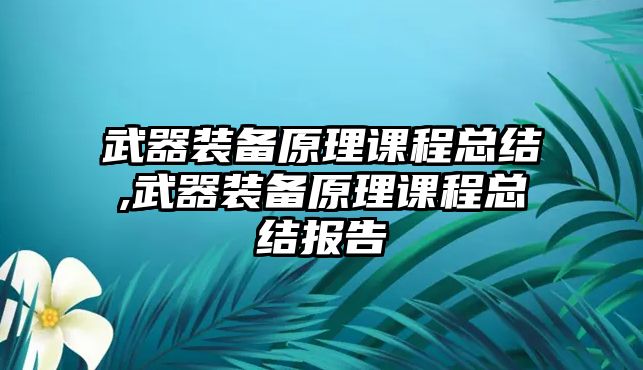 武器裝備原理課程總結(jié),武器裝備原理課程總結(jié)報告