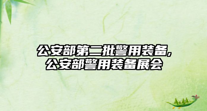 公安部第二批警用裝備,公安部警用裝備展會(huì)