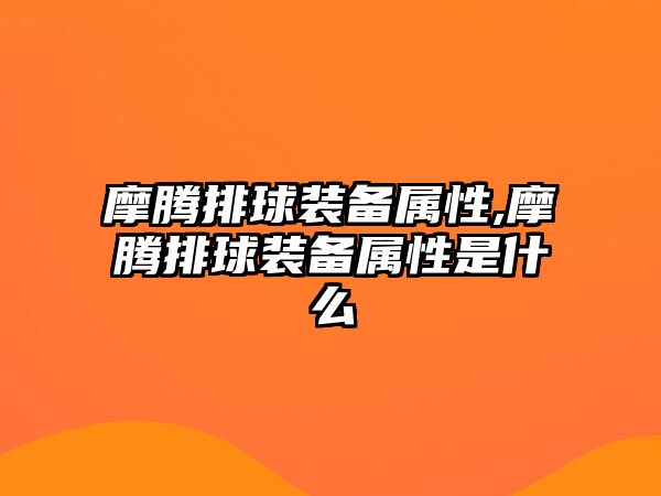 摩騰排球裝備屬性,摩騰排球裝備屬性是什么