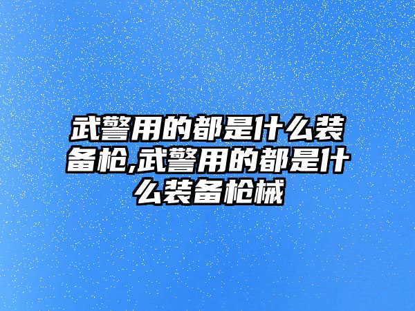 武警用的都是什么裝備槍,武警用的都是什么裝備槍械