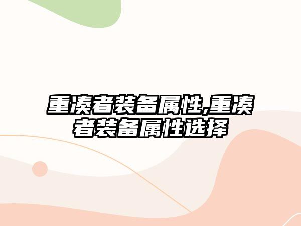 重湊者裝備屬性,重湊者裝備屬性選擇