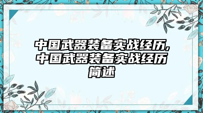 中國武器裝備實(shí)戰(zhàn)經(jīng)歷,中國武器裝備實(shí)戰(zhàn)經(jīng)歷簡(jiǎn)述