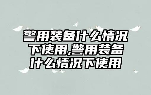 警用裝備什么情況下使用,警用裝備什么情況下使用