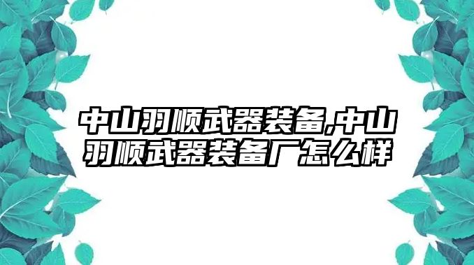 中山羽順武器裝備,中山羽順武器裝備廠怎么樣