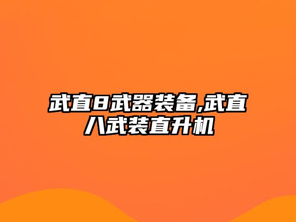 武直8武器裝備,武直八武裝直升機