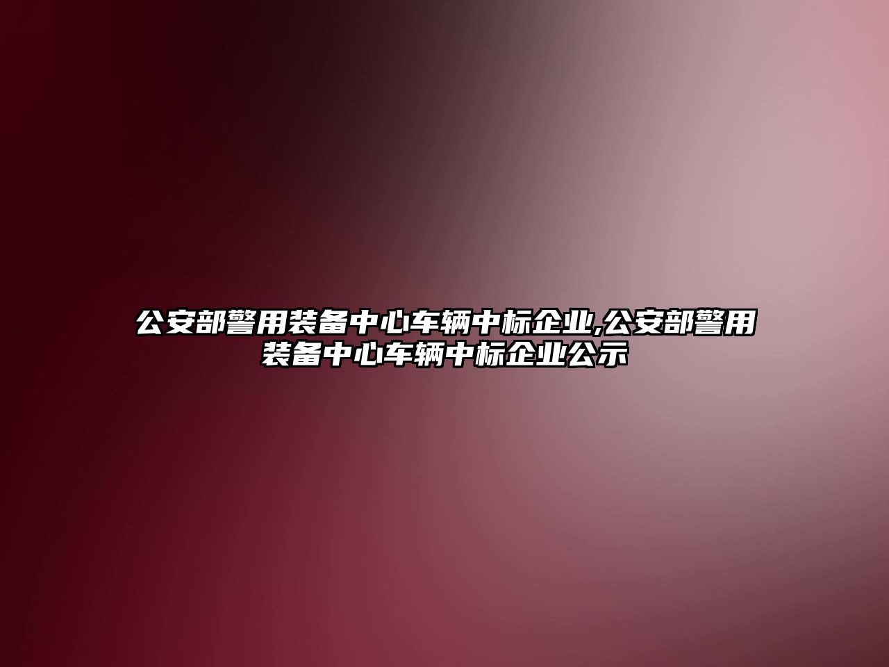 公安部警用裝備中心車輛中標(biāo)企業(yè),公安部警用裝備中心車輛中標(biāo)企業(yè)公示