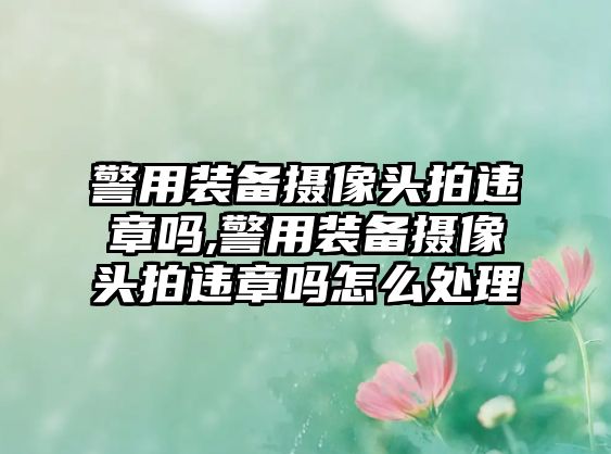 警用裝備攝像頭拍違章嗎,警用裝備攝像頭拍違章嗎怎么處理