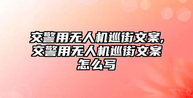 交警用無人機巡街文案,交警用無人機巡街文案怎么寫