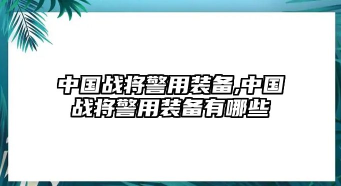 中國戰(zhàn)將警用裝備,中國戰(zhàn)將警用裝備有哪些