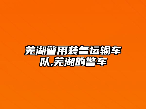 蕪湖警用裝備運輸車隊,蕪湖的警車