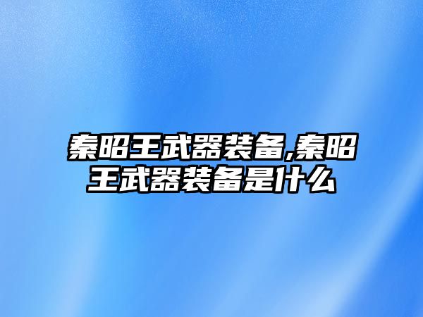 秦昭王武器裝備,秦昭王武器裝備是什么