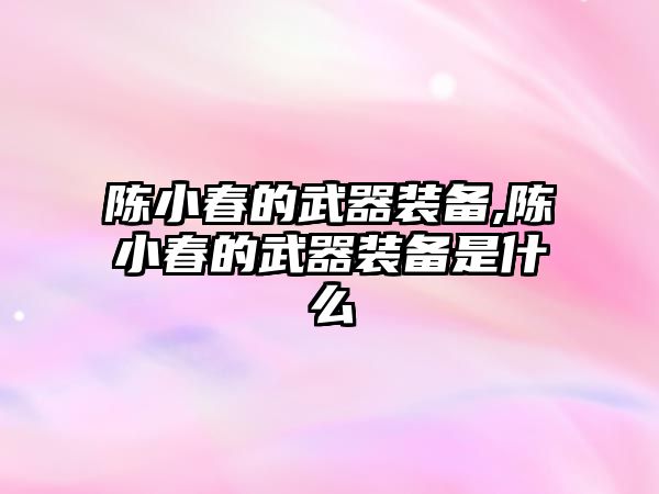 陳小春的武器裝備,陳小春的武器裝備是什么