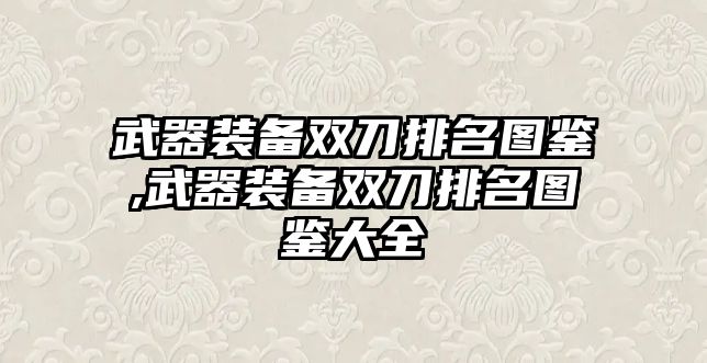 武器裝備雙刀排名圖鑒,武器裝備雙刀排名圖鑒大全