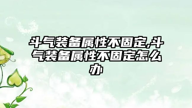 斗氣裝備屬性不固定,斗氣裝備屬性不固定怎么辦