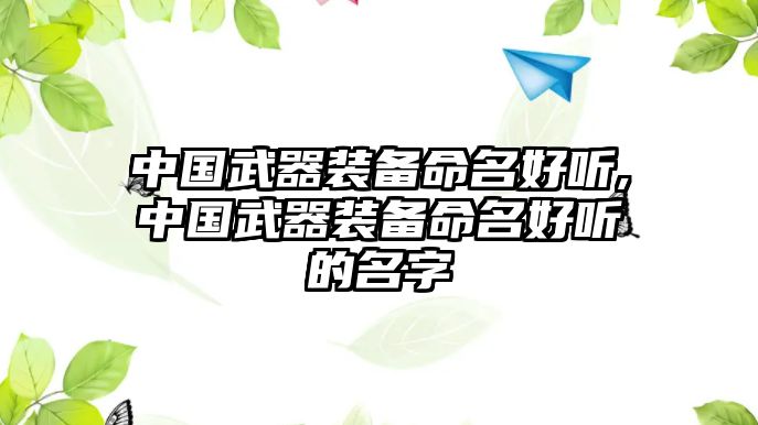 中國武器裝備命名好聽,中國武器裝備命名好聽的名字