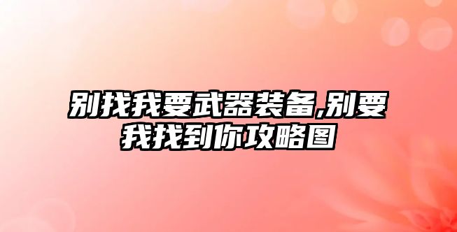 別找我要武器裝備,別要我找到你攻略圖