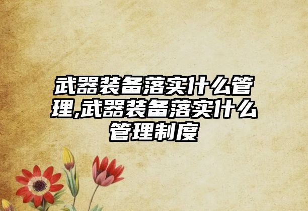 武器裝備落實(shí)什么管理,武器裝備落實(shí)什么管理制度