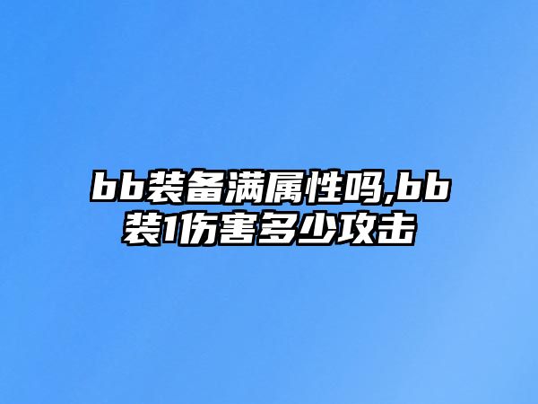 bb裝備滿屬性嗎,bb裝1傷害多少攻擊