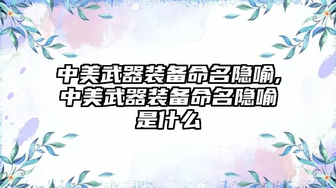 中美武器裝備命名隱喻,中美武器裝備命名隱喻是什么