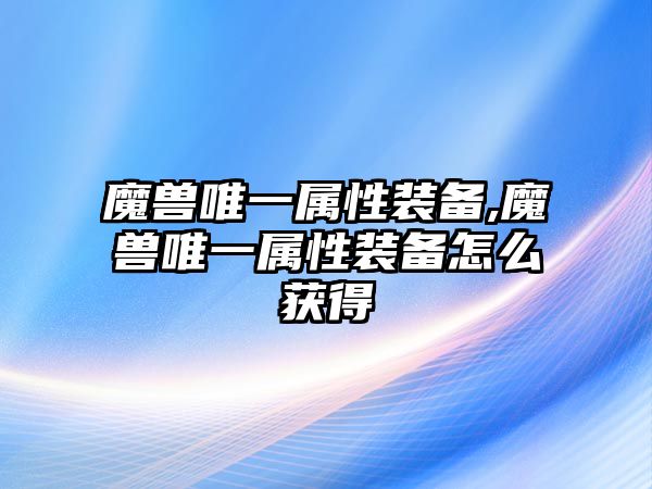 魔獸唯一屬性裝備,魔獸唯一屬性裝備怎么獲得