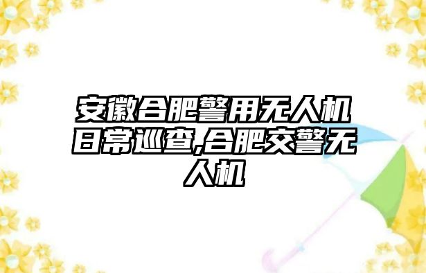 安徽合肥警用無人機日常巡查,合肥交警無人機