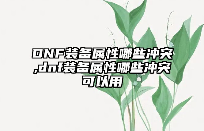 DNF裝備屬性哪些沖突,dnf裝備屬性哪些沖突可以用