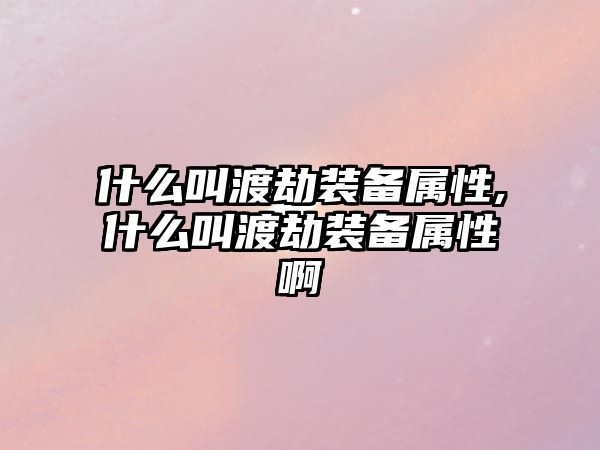 什么叫渡劫裝備屬性,什么叫渡劫裝備屬性啊