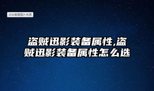 盜賊迅影裝備屬性,盜賊迅影裝備屬性怎么選