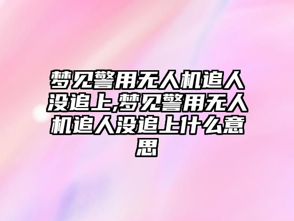 夢見警用無人機(jī)追人沒追上,夢見警用無人機(jī)追人沒追上什么意思