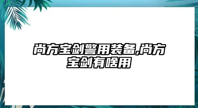 尚方寶劍警用裝備,尚方寶劍有啥用