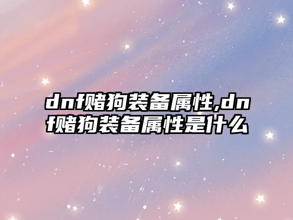 dnf賭狗裝備屬性,dnf賭狗裝備屬性是什么