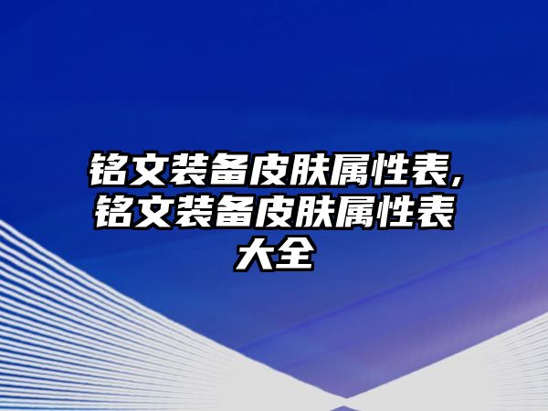 銘文裝備皮膚屬性表,銘文裝備皮膚屬性表大全