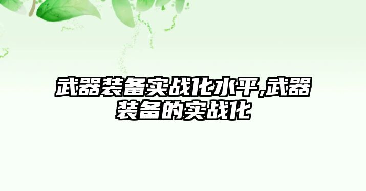 武器裝備實戰化水平,武器裝備的實戰化