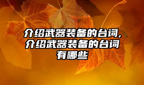 介紹武器裝備的臺(tái)詞,介紹武器裝備的臺(tái)詞有哪些