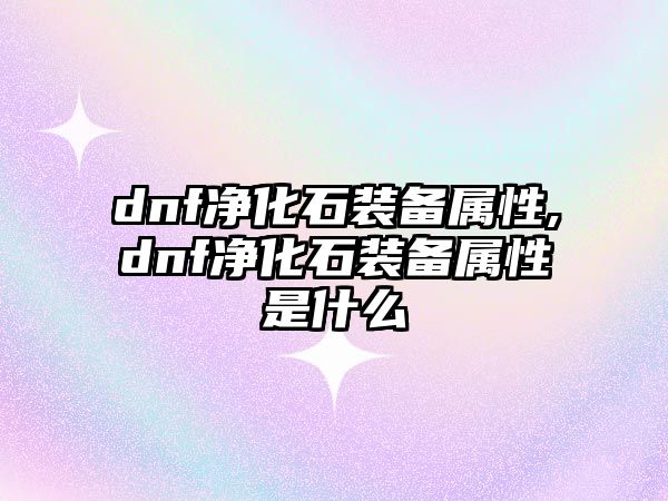 dnf凈化石裝備屬性,dnf凈化石裝備屬性是什么