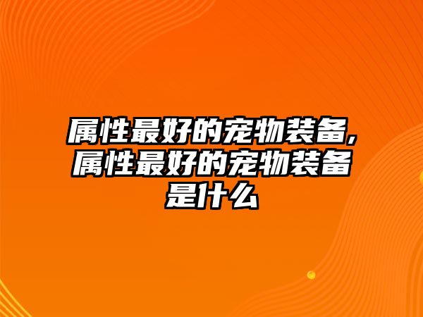 屬性最好的寵物裝備,屬性最好的寵物裝備是什么