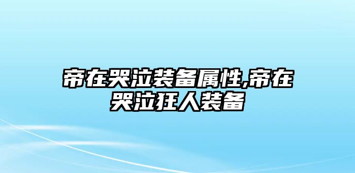 帝在哭泣裝備屬性,帝在哭泣狂人裝備