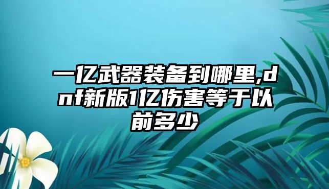 一億武器裝備到哪里,dnf新版1億傷害等于以前多少