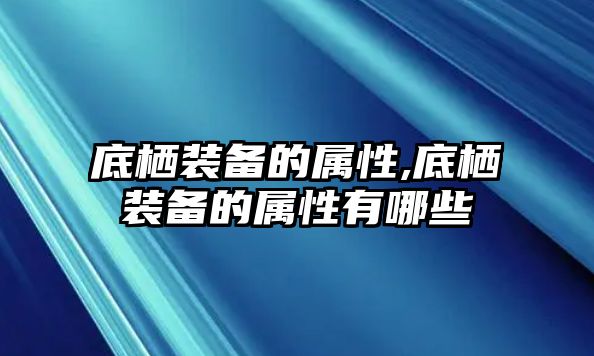 底棲裝備的屬性,底棲裝備的屬性有哪些