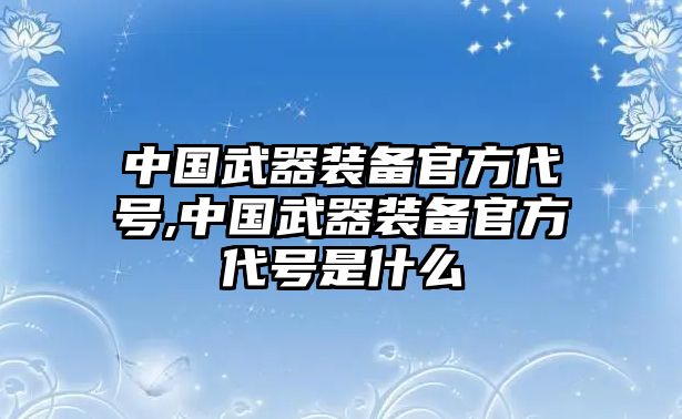 中國(guó)武器裝備官方代號(hào),中國(guó)武器裝備官方代號(hào)是什么