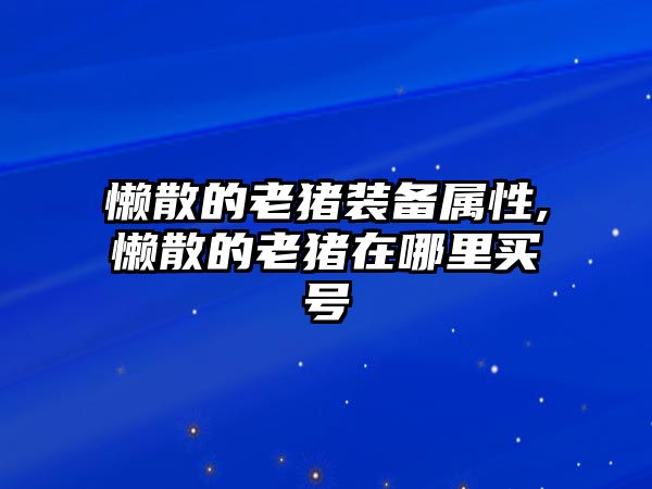 懶散的老豬裝備屬性,懶散的老豬在哪里買號