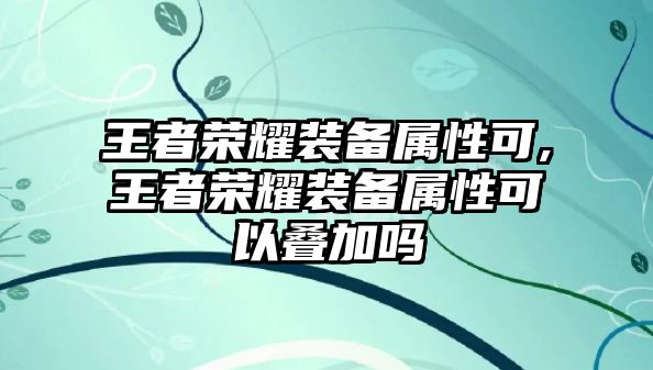 王者榮耀裝備屬性可,王者榮耀裝備屬性可以疊加嗎