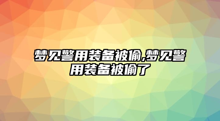 夢見警用裝備被偷,夢見警用裝備被偷了