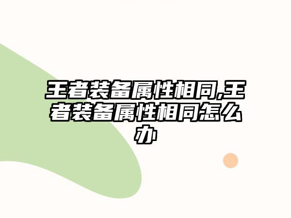 王者裝備屬性相同,王者裝備屬性相同怎么辦