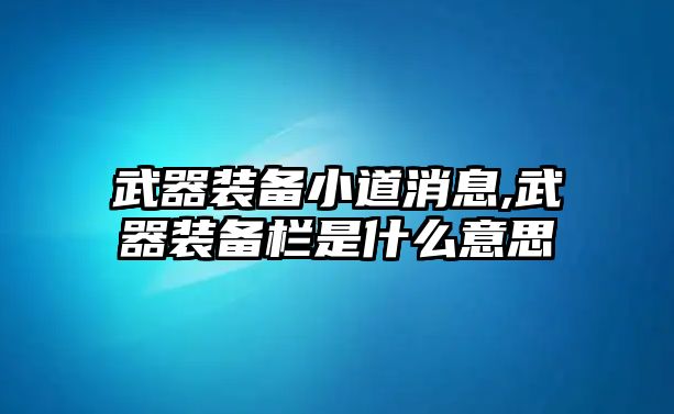 武器裝備小道消息,武器裝備欄是什么意思